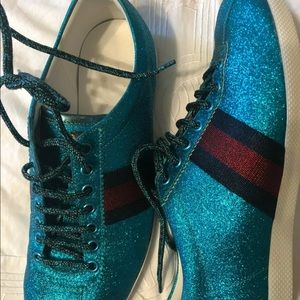 Gucci bambi blue glitter web sneakers